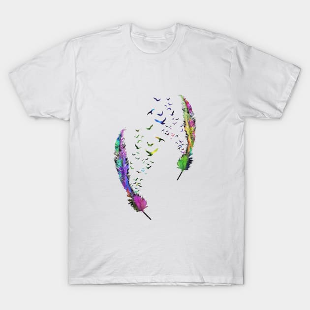 Birds feather T-Shirt by RosaliArt